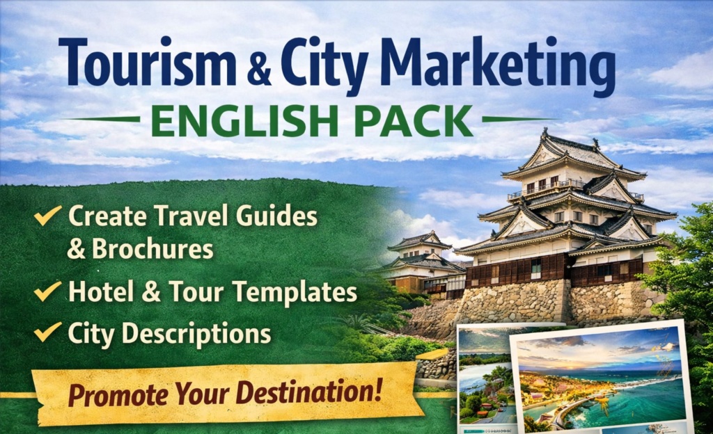 観光・ホスピタリティ英語コンテンツテンプレートパック 日本版 – パンフ・看板・SNS広告をプロ級に！