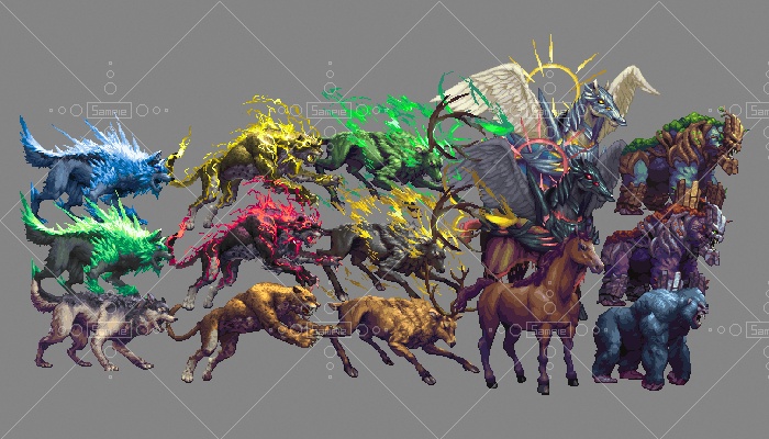 ドット絵動物系モンスターパック7属性