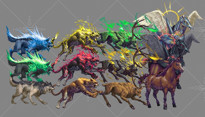ドット絵動物系モンスターパック6属性