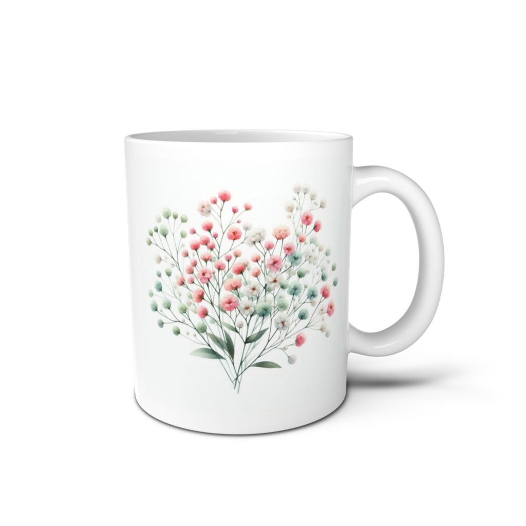 マグカップ　かすみ草