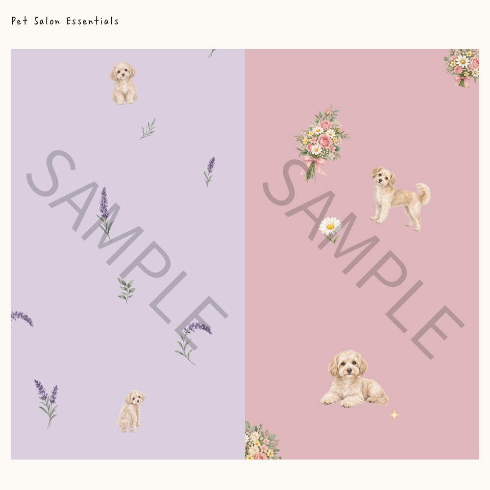 【商用利用OK】花と犬のデジタルペーパー6柄セット|トリミングサロン・ペットサロン向け|Floral Dog Collection