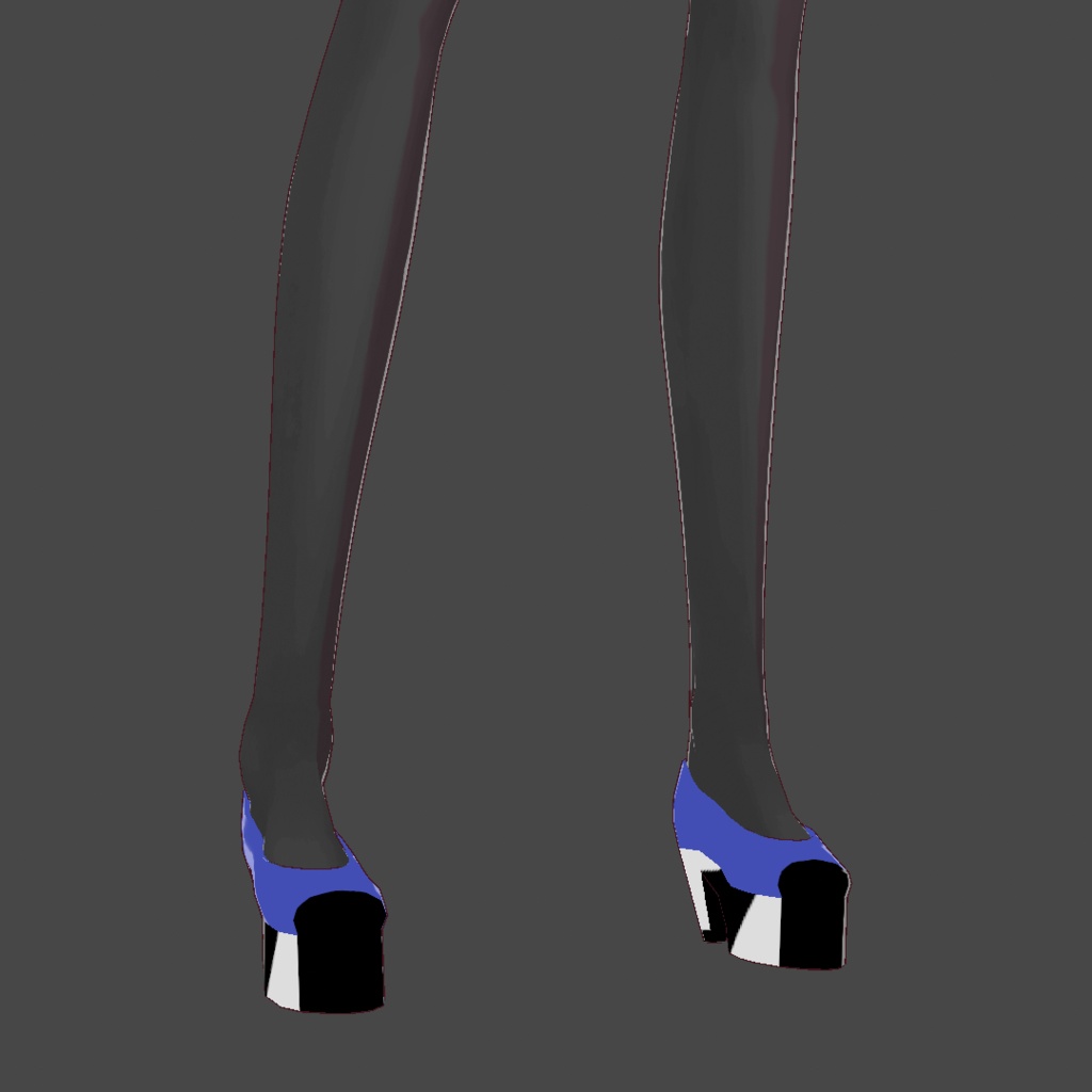 [VRoid] Beaulieu Blue and Black High Heels with Silver