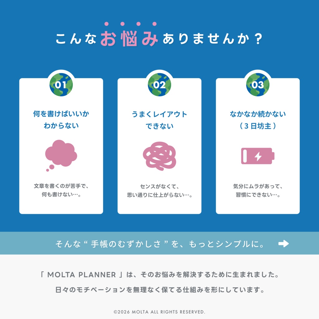【デジタル手帳・デジタルプランナー】GoodNotes・iPad対応|日付なし|MOLTA PLANNER