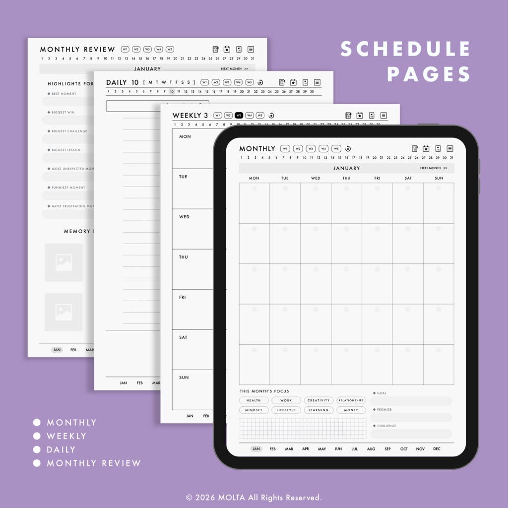 【デジタル手帳・デジタルプランナー】GoodNotes・iPad対応|日付なし|CLASSIC|MOLTA PLANNER