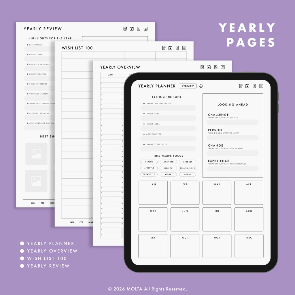 【デジタル手帳・デジタルプランナー】GoodNotes・iPad対応|日付なし|CLASSIC|MOLTA PLANNER