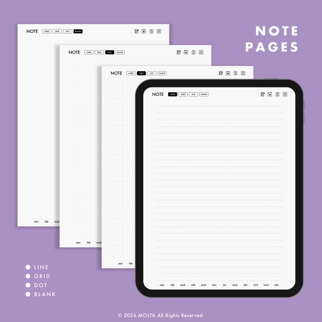 【デジタル手帳・デジタルプランナー】GoodNotes・iPad対応|日付なし|CLASSIC|MOLTA PLANNER