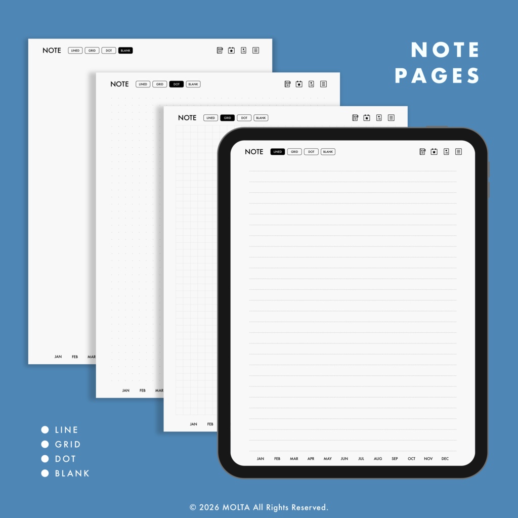 【デジタル手帳・デジタルプランナー】GoodNotes・iPad対応|日付なし|JOURNAL|MOLTA PLANNER
