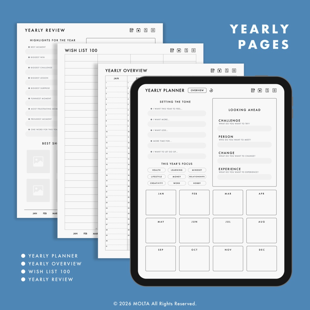 【デジタル手帳・デジタルプランナー】GoodNotes・iPad対応|日付なし|JOURNAL|MOLTA PLANNER