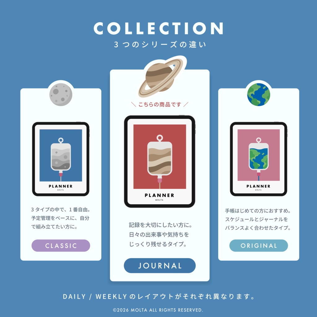 【デジタル手帳・デジタルプランナー】JOURNAL|GoodNotes・iPad対応|日付なし|JOURNAL|MOLTA PLANNER
