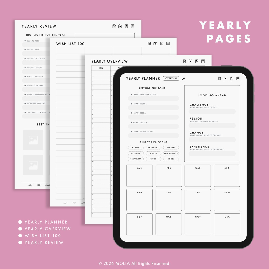 【デジタル手帳・デジタルプランナー】WEEKLY EDITION 01|GoodNotes・iPad対応|日付なし|MOLTA PLANNER