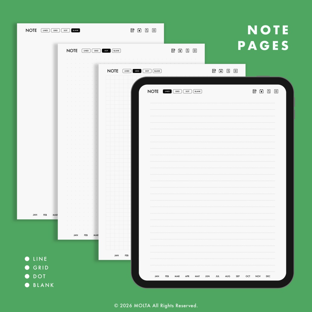 【デジタル手帳・デジタルプランナー】WEEKLY EDITION 02|GoodNotes・iPad対応|日付なし|MOLTA PLANNER