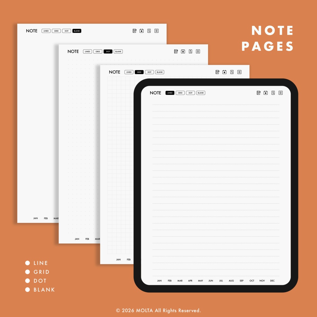 【デジタル手帳・デジタルプランナー】WEEKLY EDITION 03|GoodNotes・iPad対応|日付なし|MOLTA PLANNER