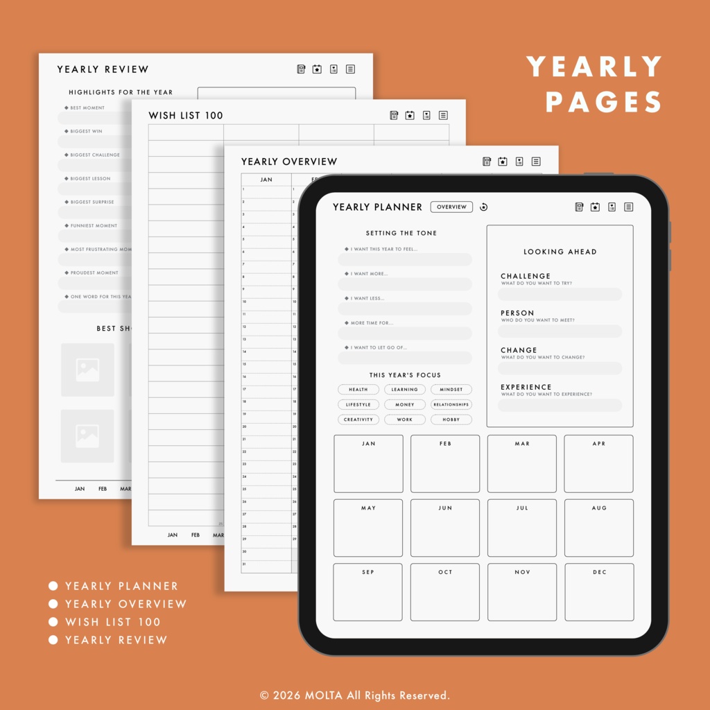 【デジタル手帳・デジタルプランナー】WEEKLY EDITION 03|GoodNotes・iPad対応|日付なし|MOLTA PLANNER