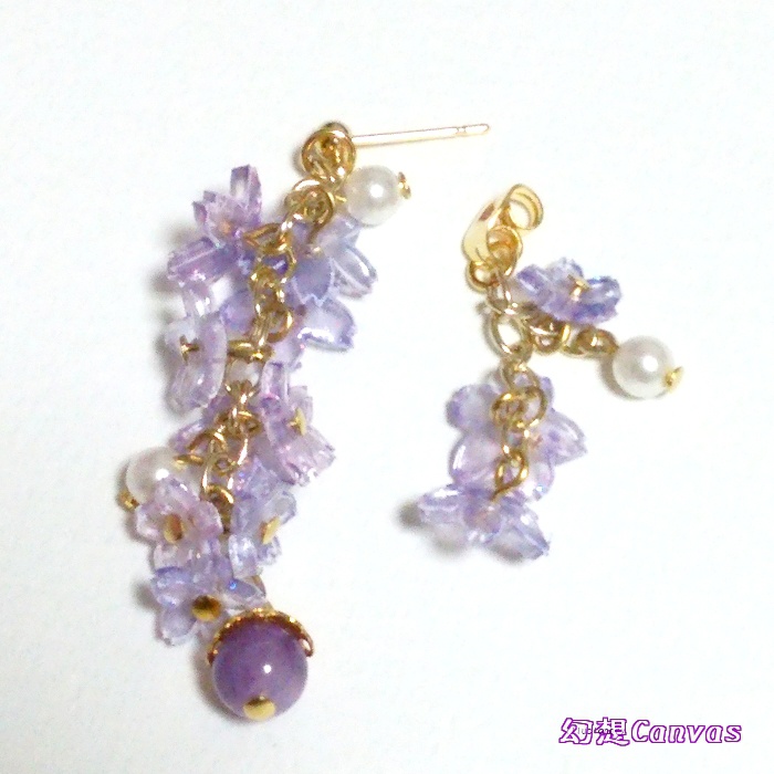 しだれ夜桜ピアス