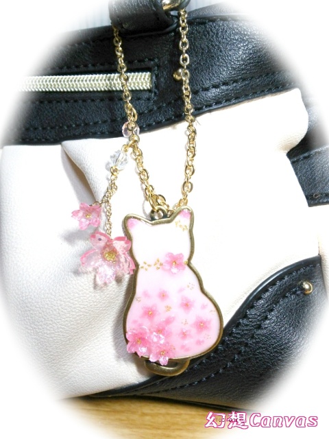 桜猫バッグチャーム(ピンク)