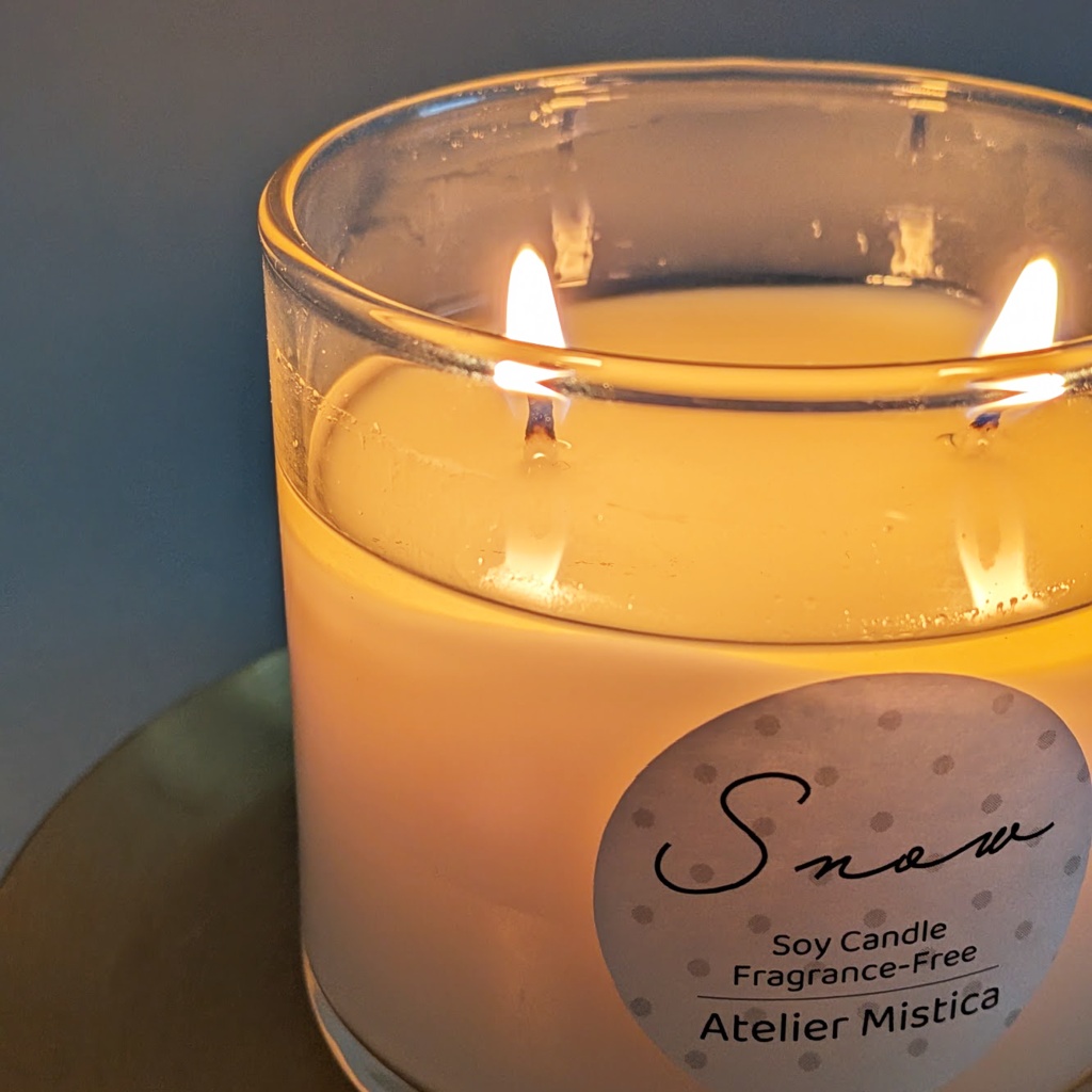 【無香料】Atelier Mistica Soy Candle Fragrance Free 「Snow」/穏やかな時間を照らす灯り/ギフトにもおすすめ/手作りソイキャンドル