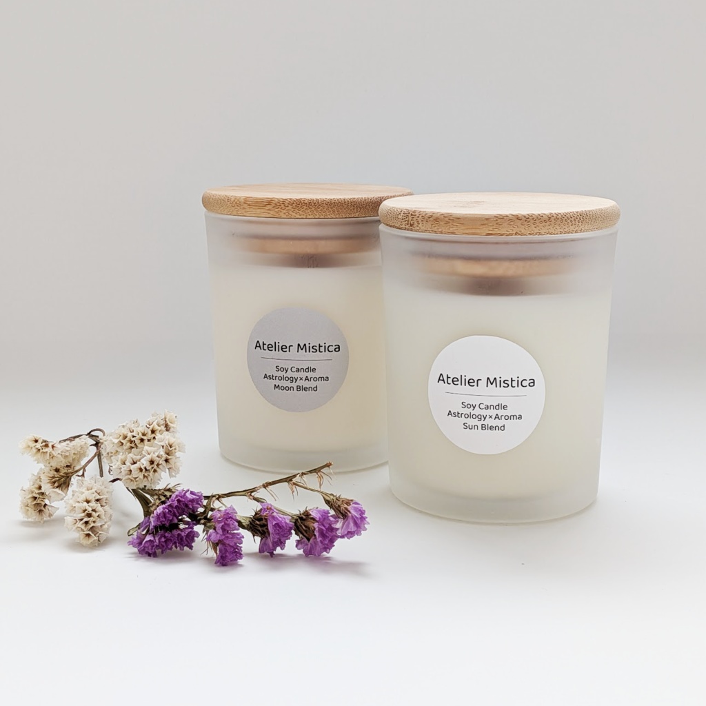 Atelier Mistica Soy Candle Astrology × Aroma ( Moon Blend)/内省のための灯り/ギフトにもおすすめ/手作りソイキャンドル