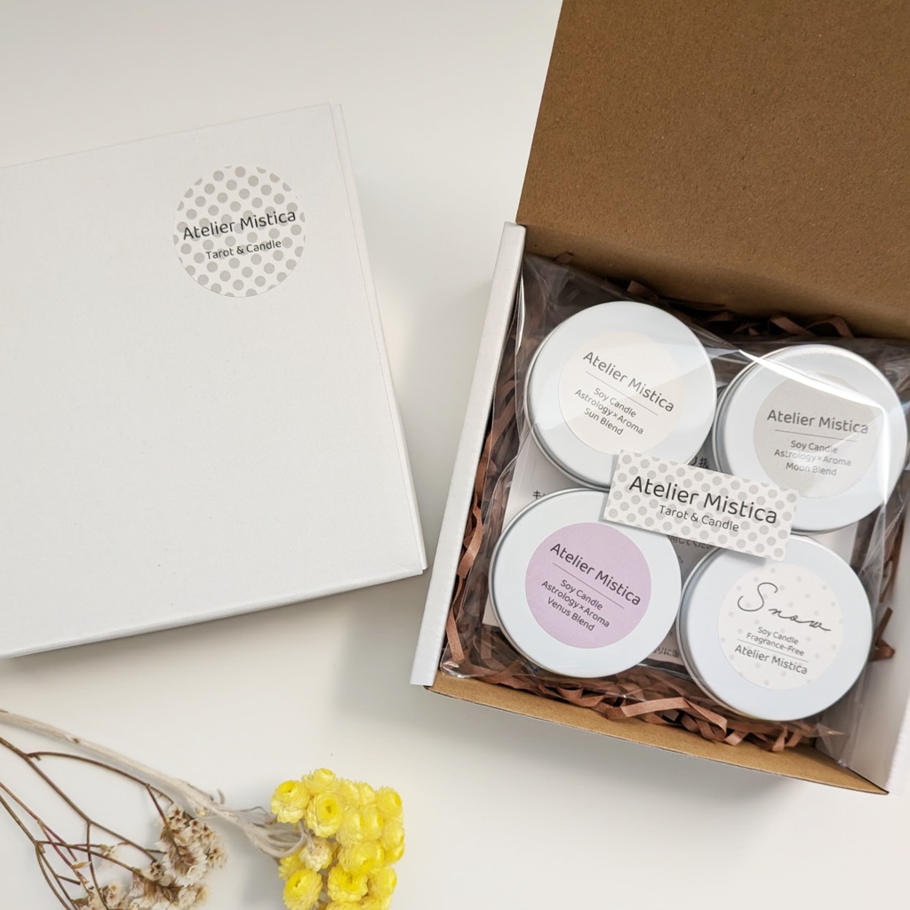 【お試し4種セット】Atelier Mistica 缶入りミニキャンドルセット/手作りソイキャンドルそ