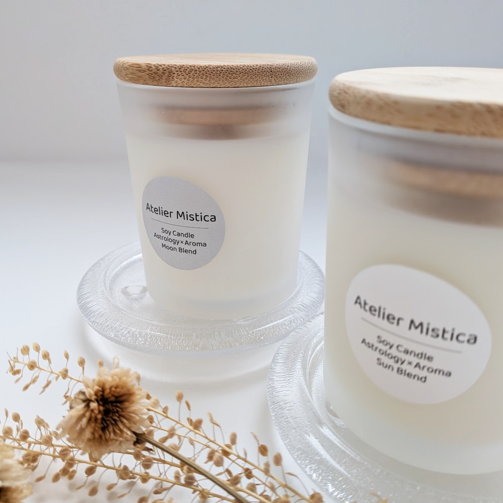 【星の香りセット】Atelier Mistica Soy Candle Astrology × Aroma (Sun & Moon Set)/内省のための灯り/ギフトにもおすすめ/手作りソイキャンドル
