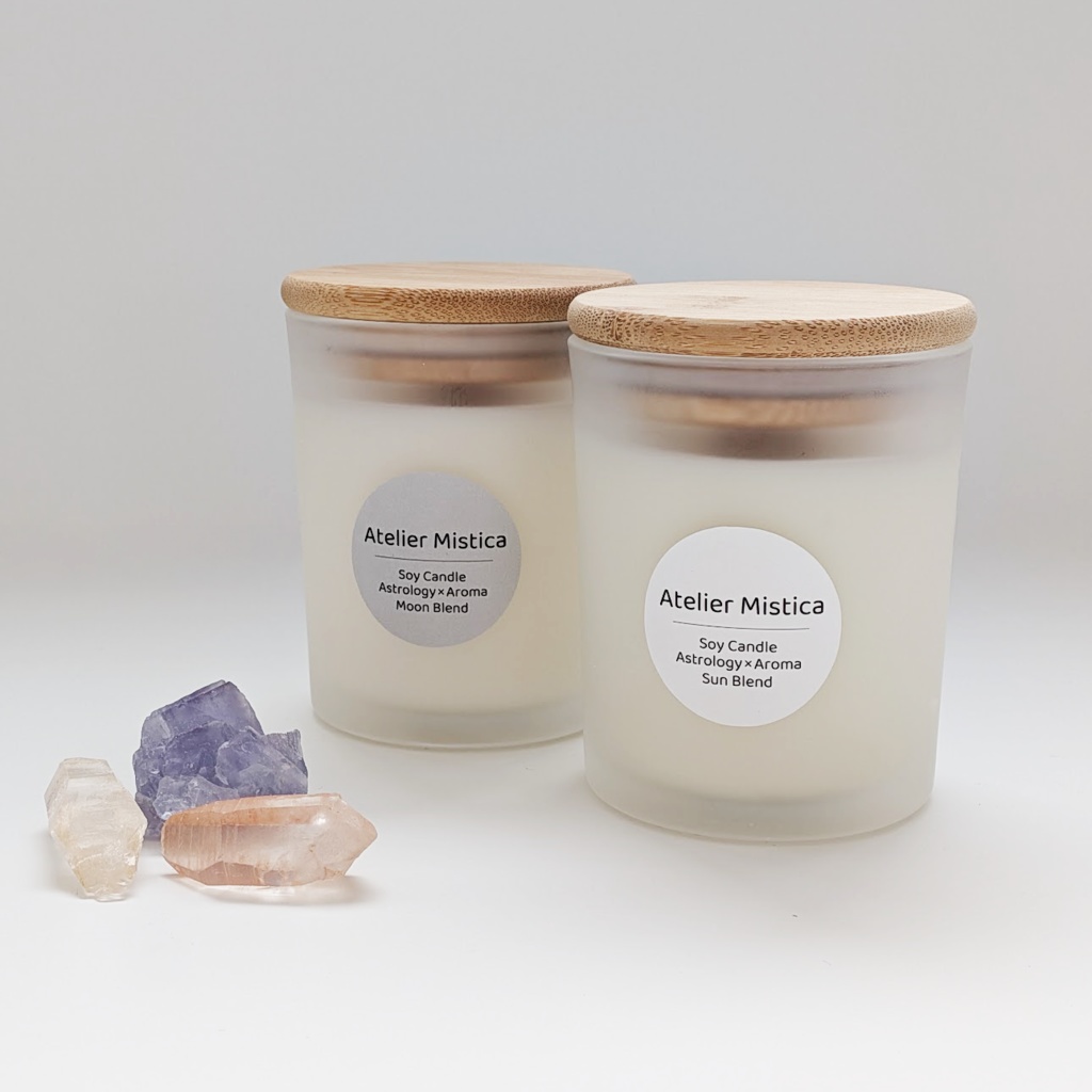 【星の香りセット】Atelier Mistica Soy Candle Astrology × Aroma (Sun & Moon Set)/内省のための灯り/ギフトにもおすすめ/手作りソイキャンドル