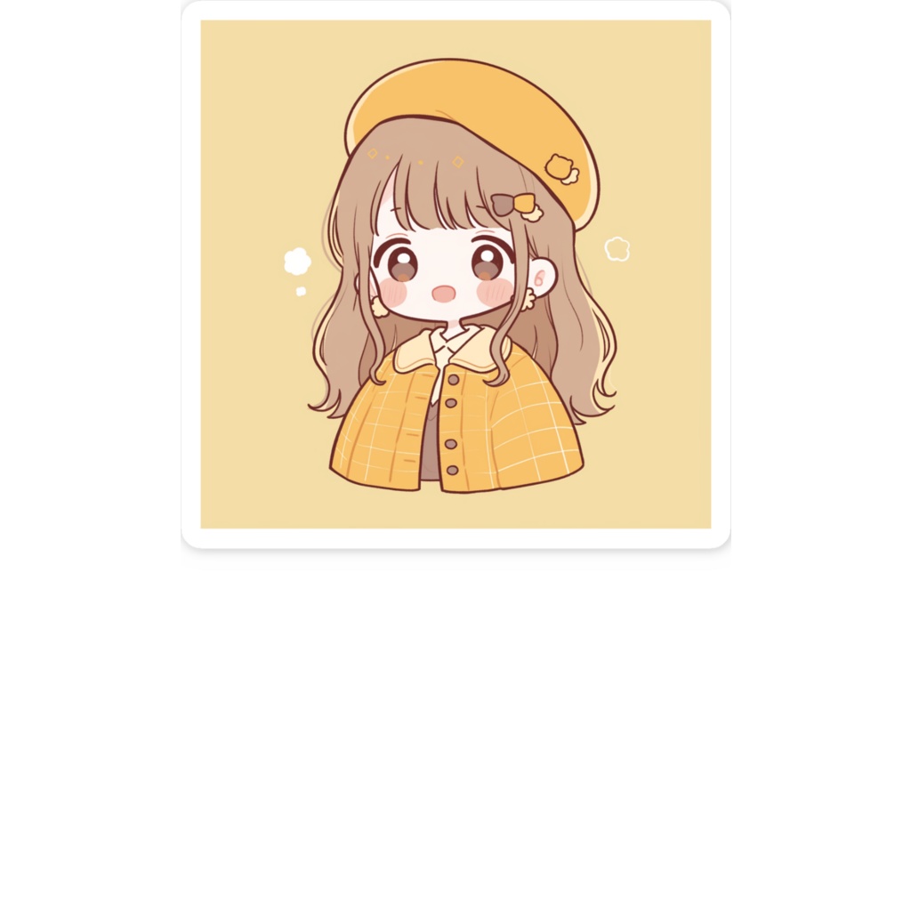 ベレー帽の女の子スマホステッカー