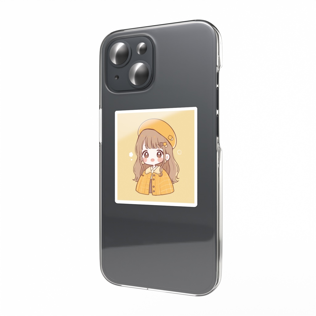 ベレー帽の女の子スマホステッカー