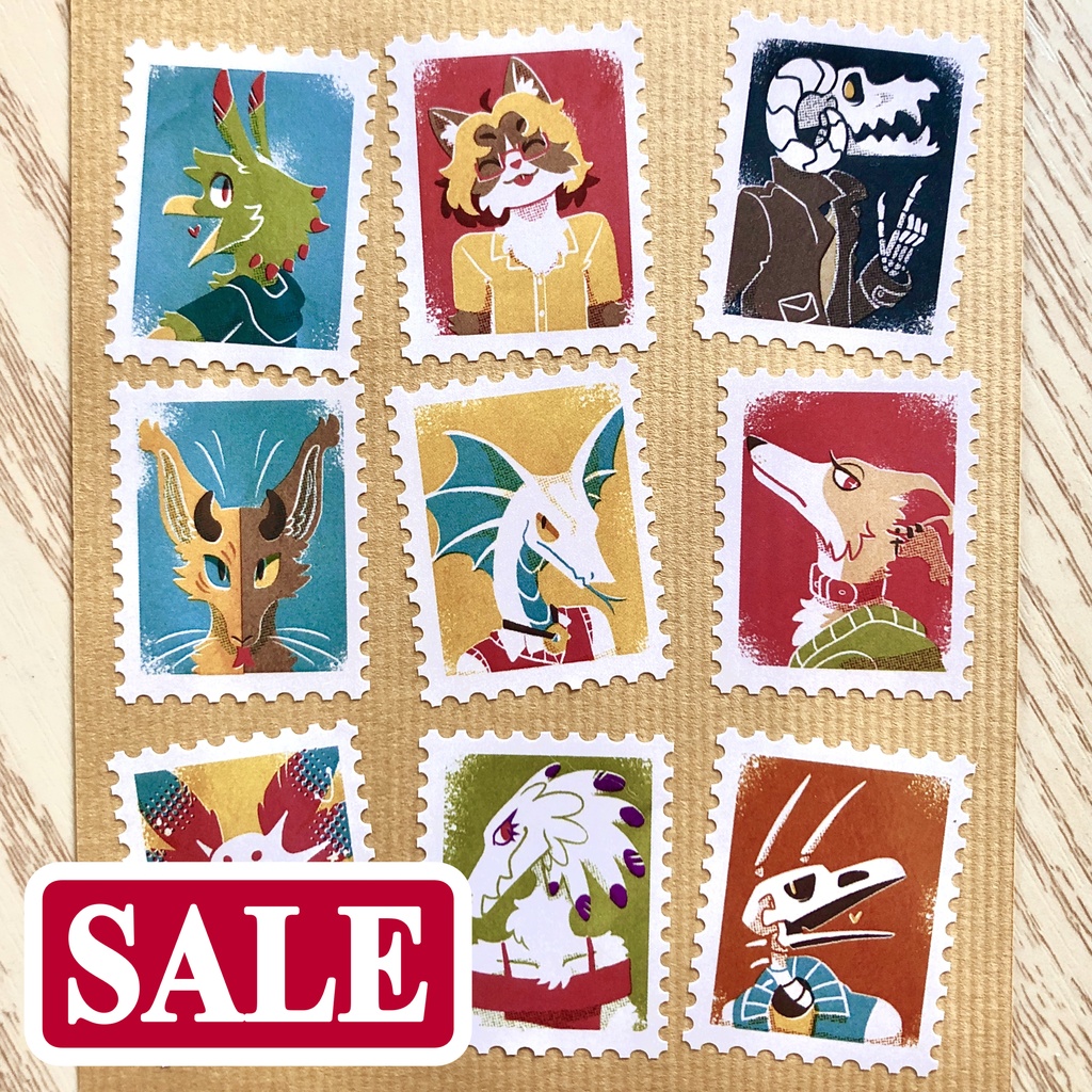 創作キャラ切手シールシート/ OC Post Stamp Sticker Sheet