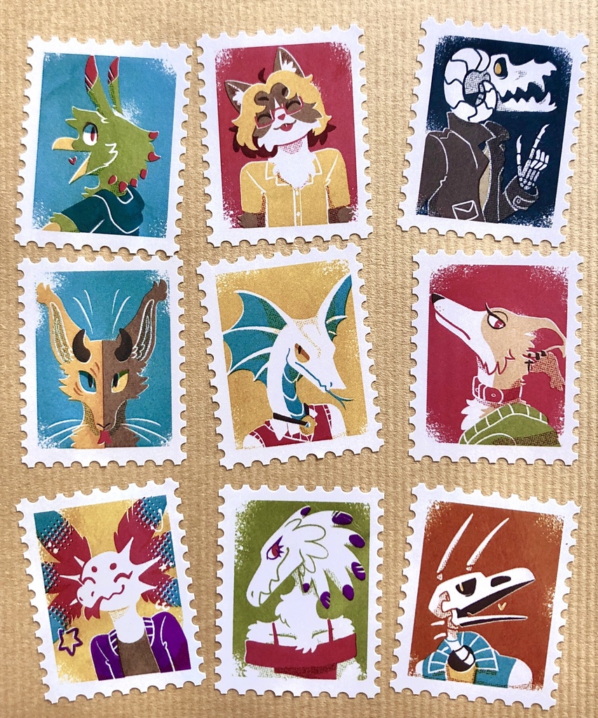 創作キャラ切手シールシート/ OC Post Stamp Sticker Sheet
