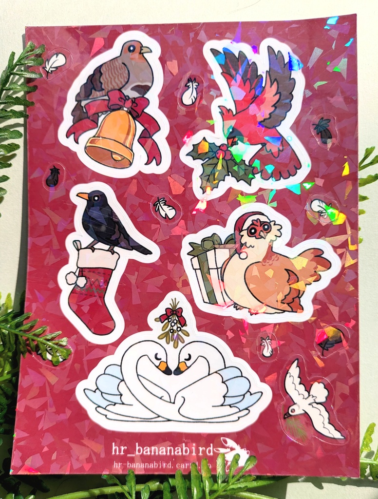 鳥のクリスマスステッカーシート / A Bird's Xmas Sticker Sheet