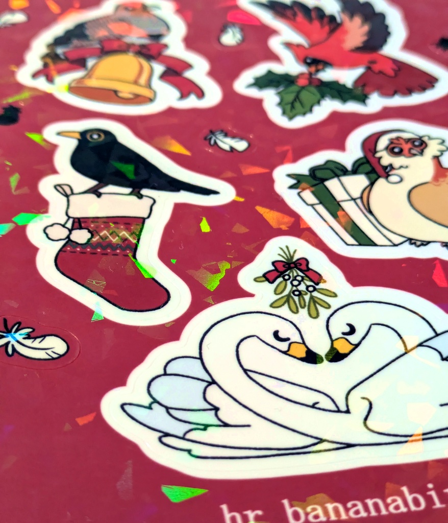 鳥のクリスマスシールセット / A Bird's Xmas Sticker Sheet
