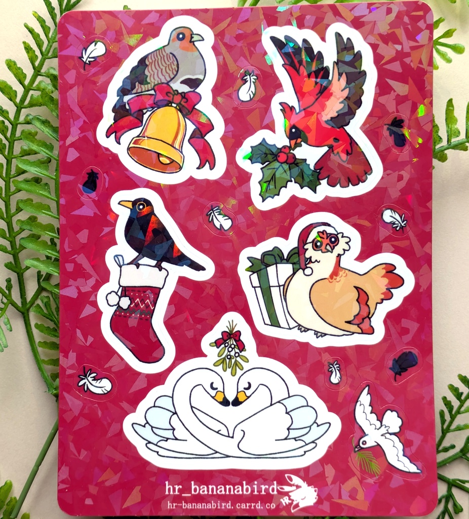 鳥のクリスマスシールセット / A Bird's Xmas Sticker Sheet