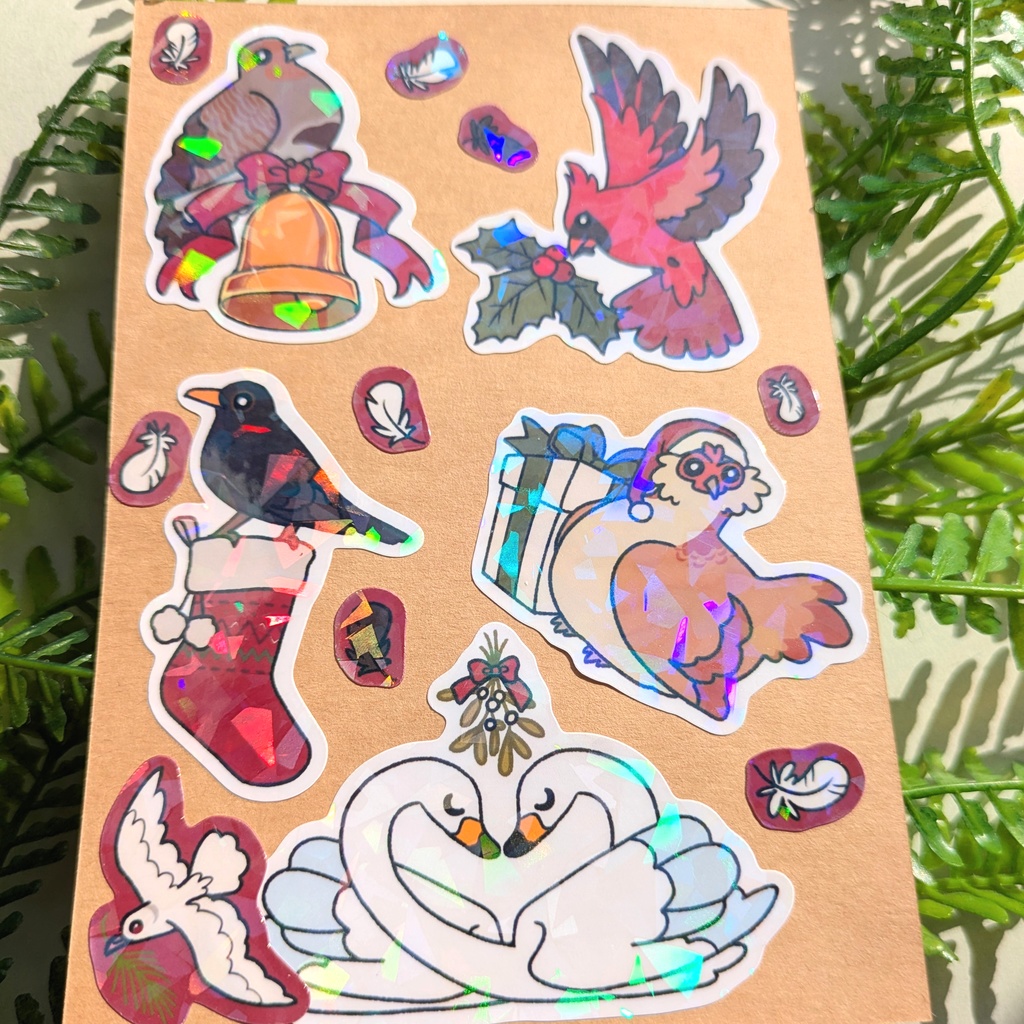 鳥のクリスマスステッカーシート / A Bird's Xmas Sticker Sheet