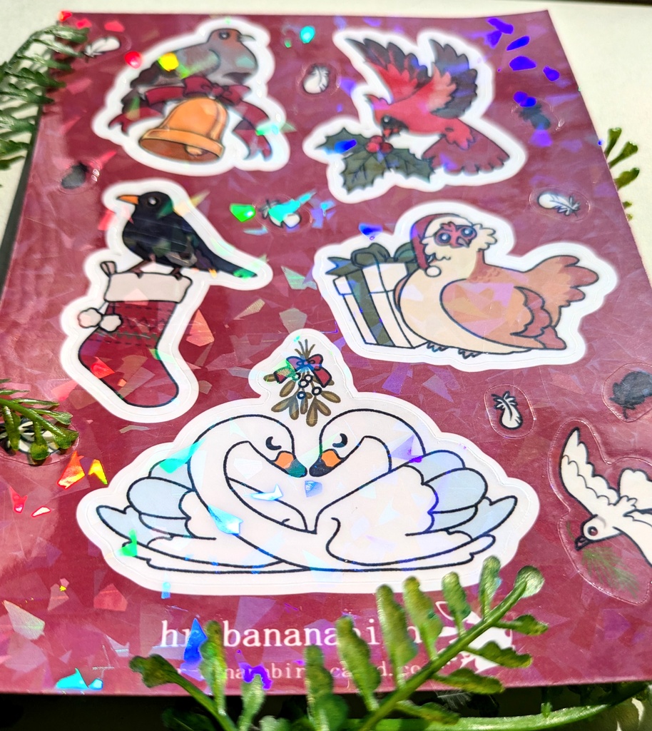 鳥のクリスマスステッカーシート / A Bird's Xmas Sticker Sheet