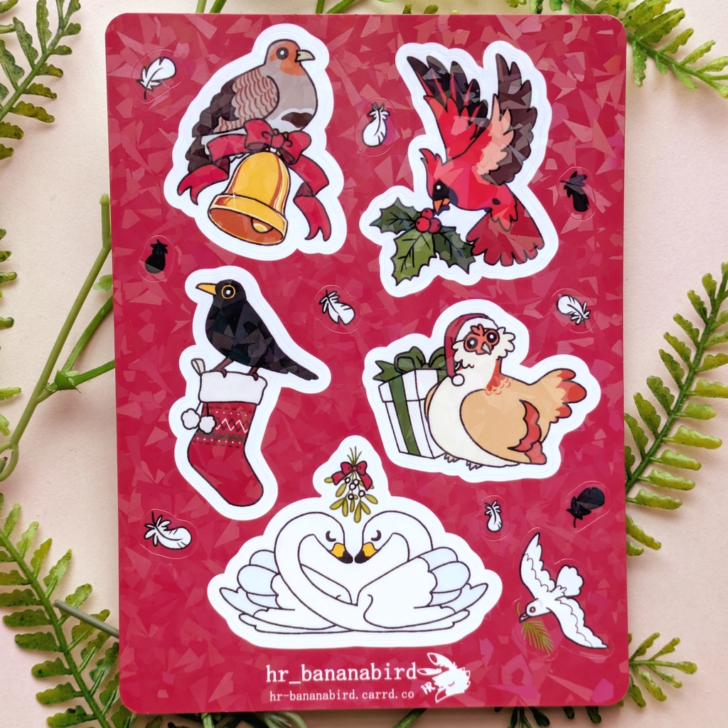 鳥のクリスマスシールセット / A Bird's Xmas Sticker Sheet