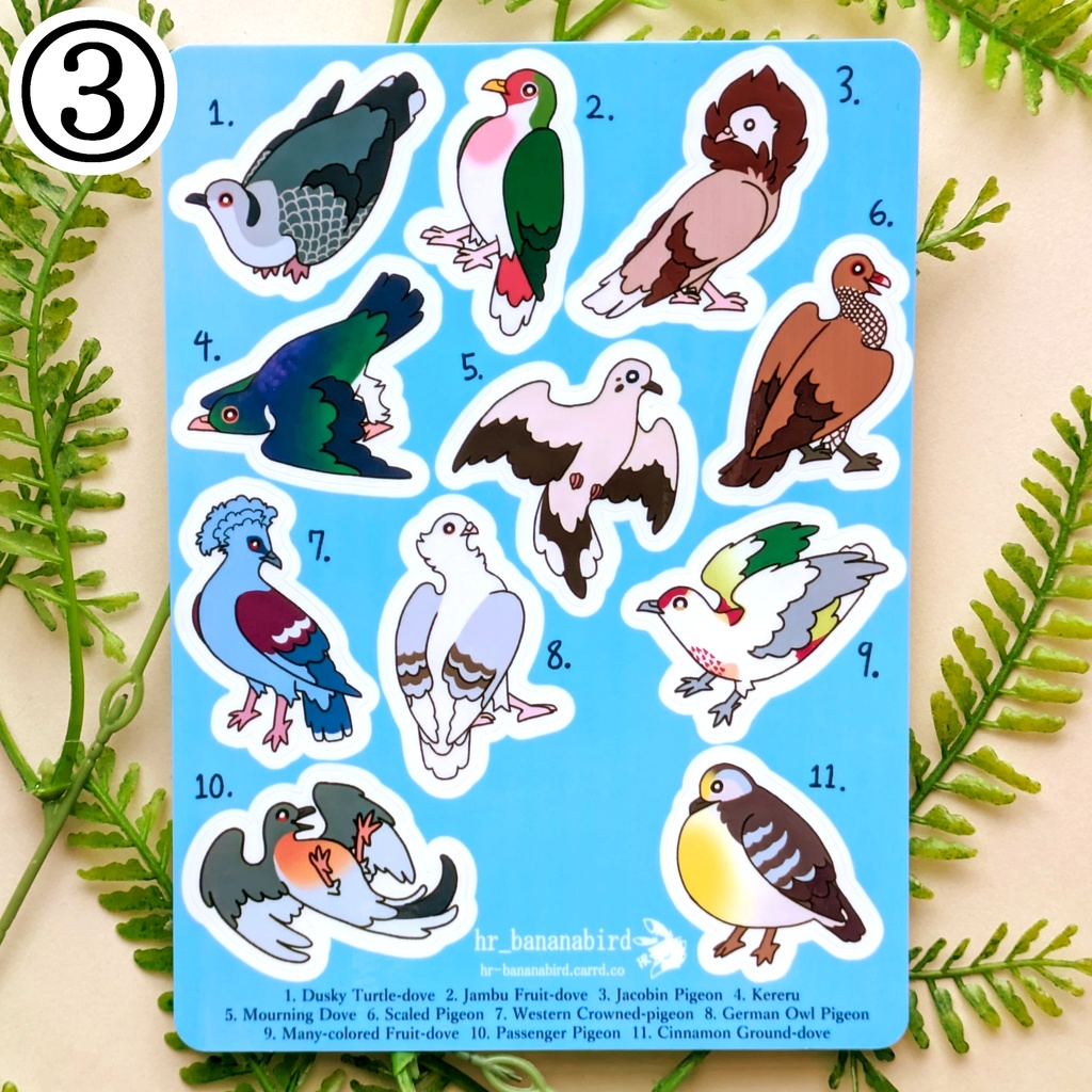 鳩シールセット / Pigeon Sticker Sheets
