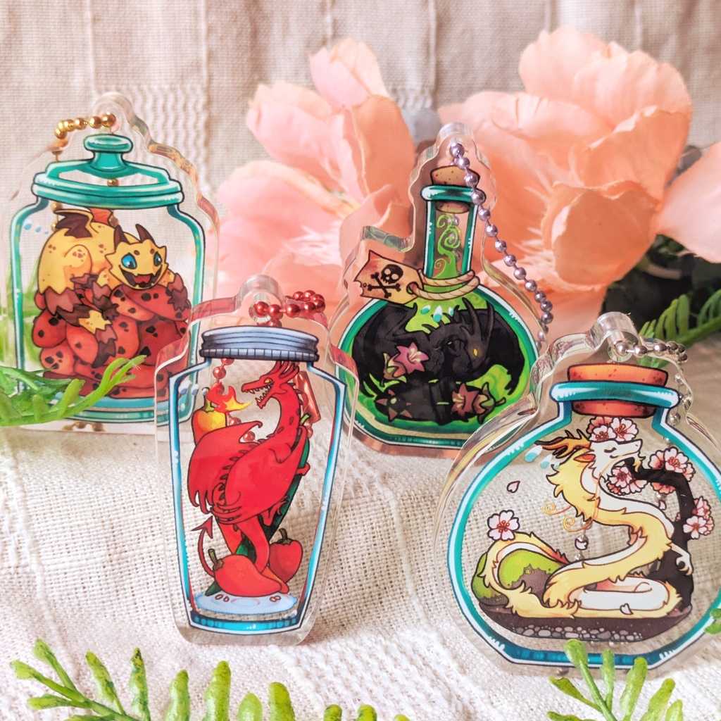 瓶詰めドラゴンアクキー / Bottled Dragon Charms