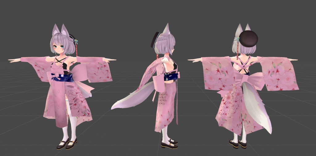 「京狐さん・沙猫さん」用衣装 和風創衣《宵紅》/《蒼月》