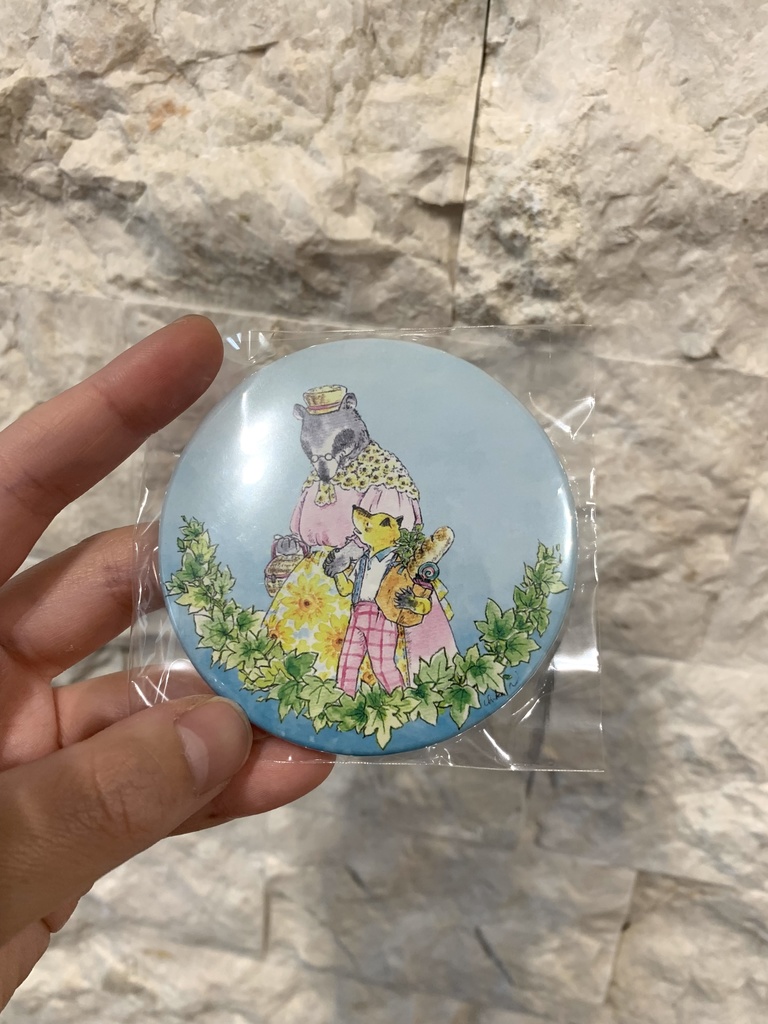 缶ミラー【オリジナルイラスト・アナグマさんとキツネくん】森の住民たち