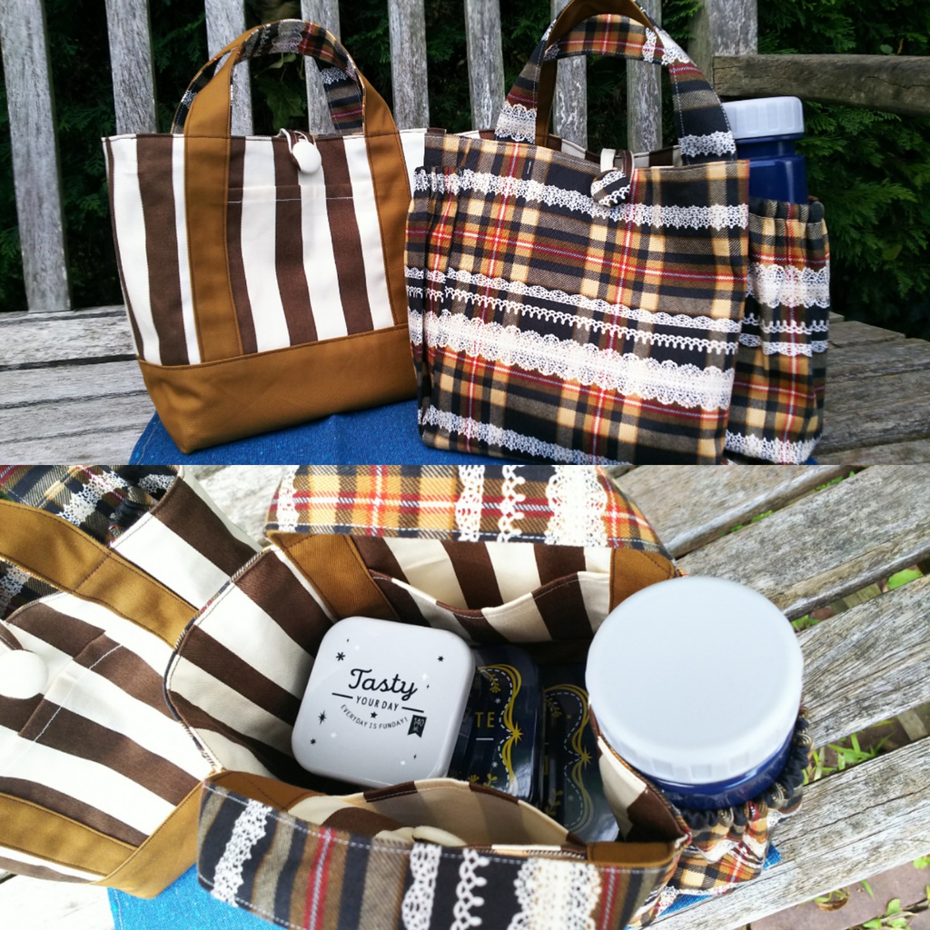 リバーシブルランチトートバッグ(茶)