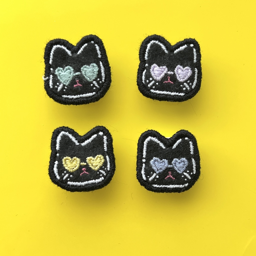 heart glass cat ogt ブローチ