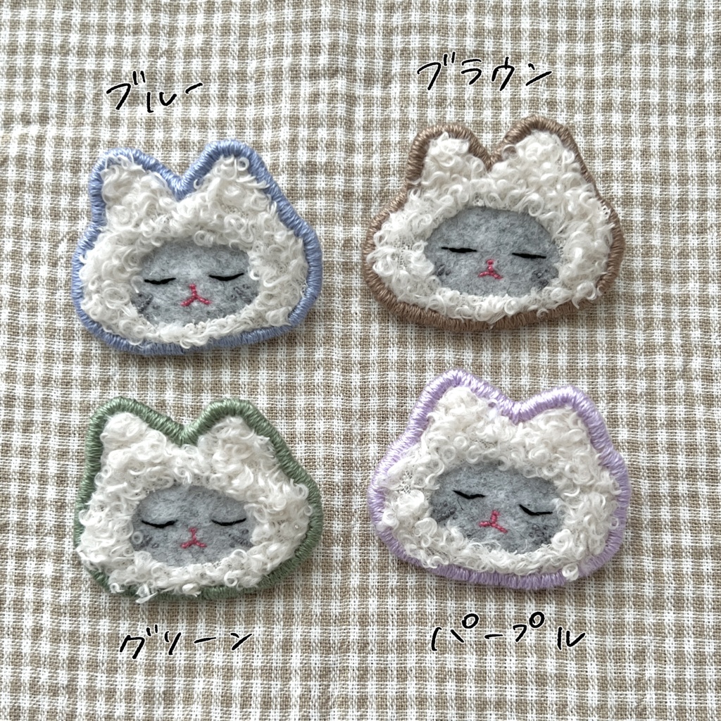 ねまき　cat ogt ブローチ(かお)