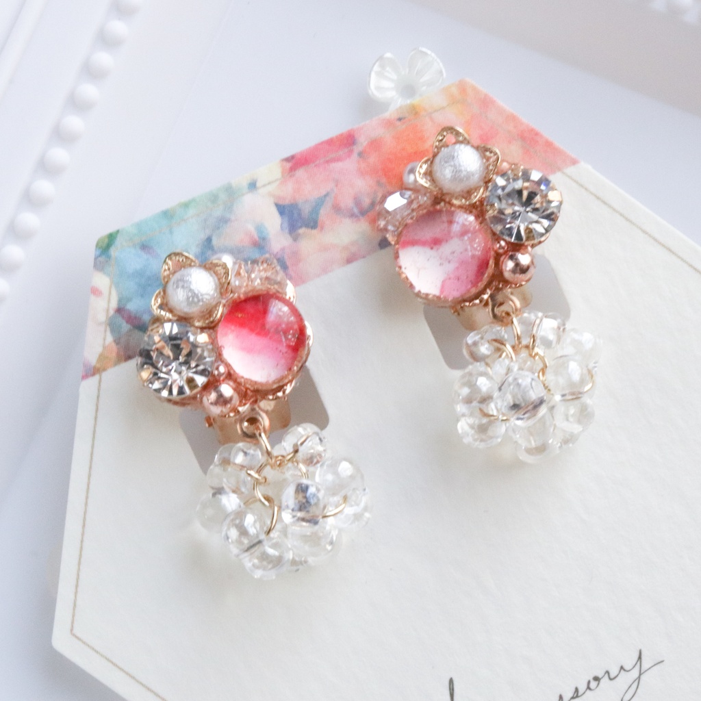 アルコールインクアートとビジューのアクセサリー(ビーズ)②