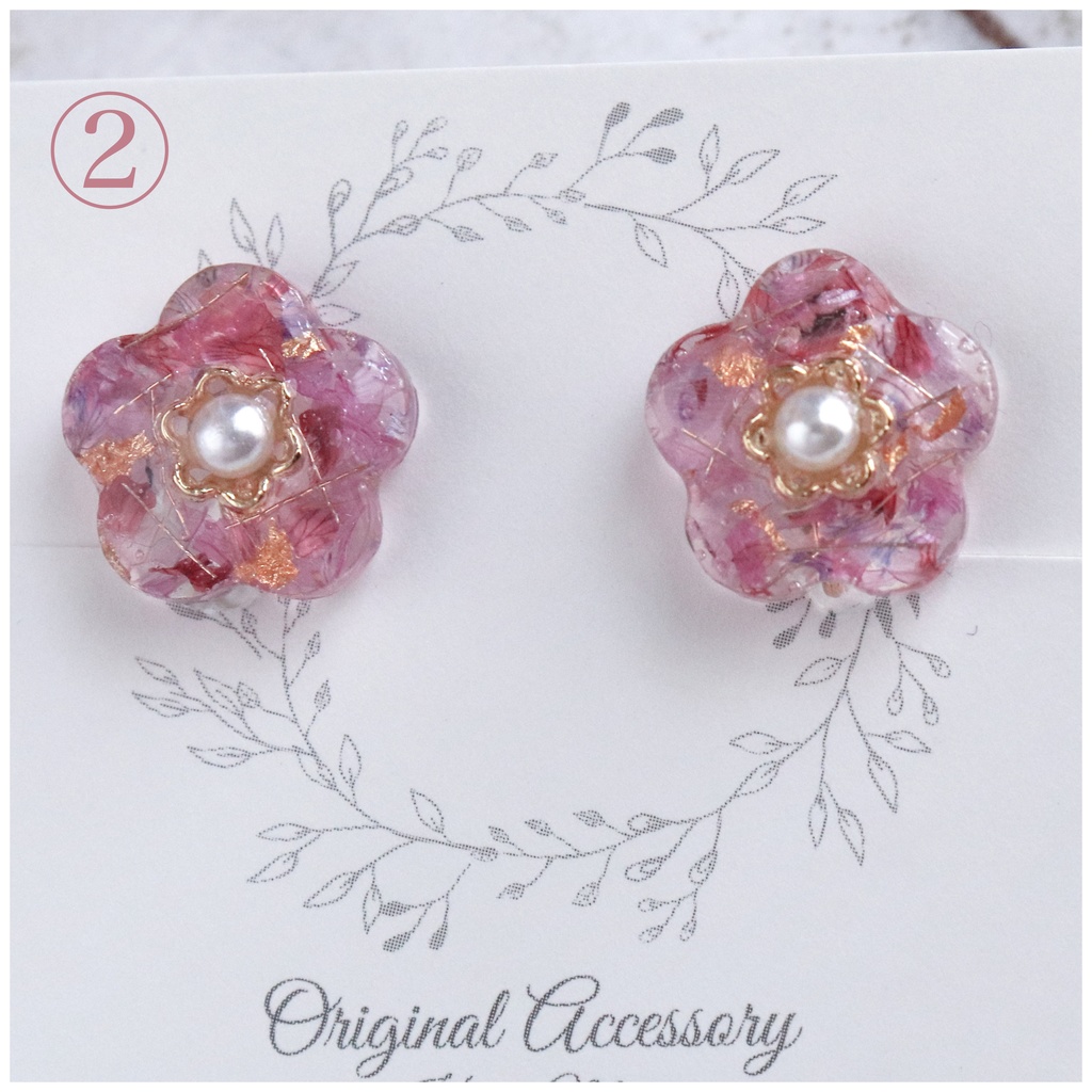 お花のイヤリング①〜⑧