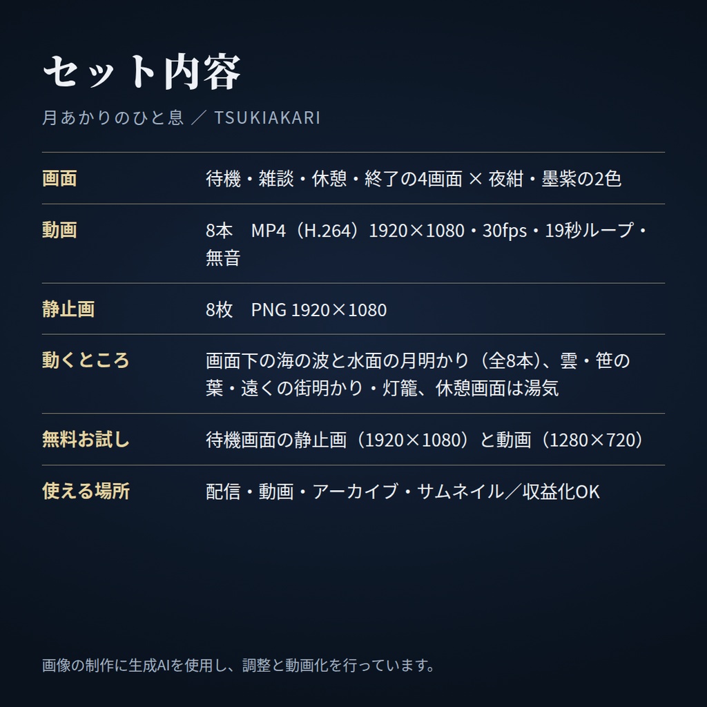月夜の海|動く配信画面