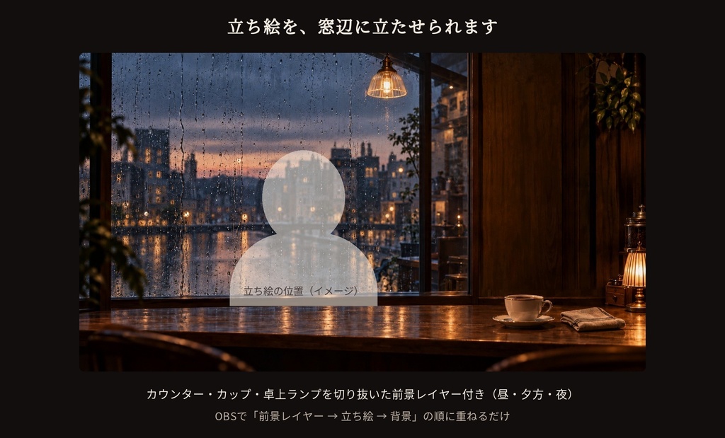 雨の喫茶店|動く配信画面