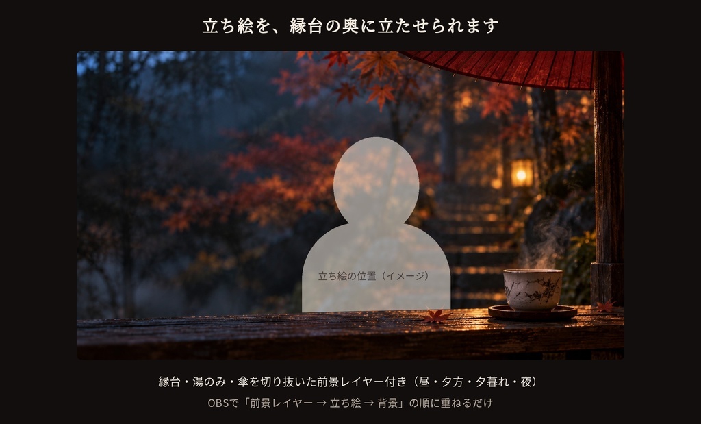 紅葉の茶屋|動く配信画面