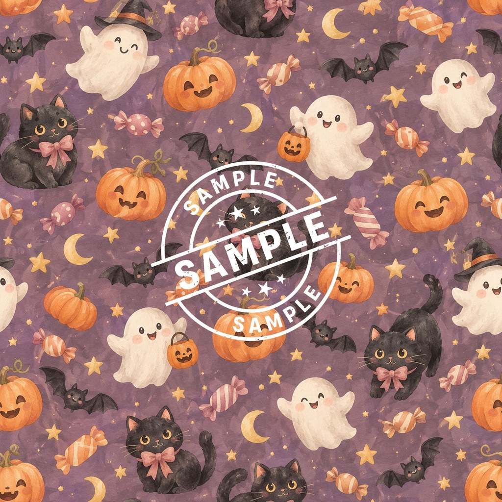 ゆるかわハロウィン|くすみカラーのシームレスデジタルペーパー6枚セット