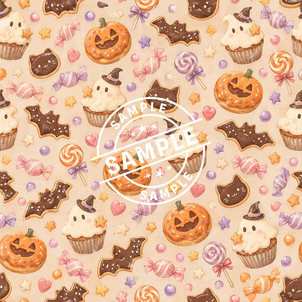 ゆるかわハロウィン|くすみカラーのシームレスデジタルペーパー6枚セット