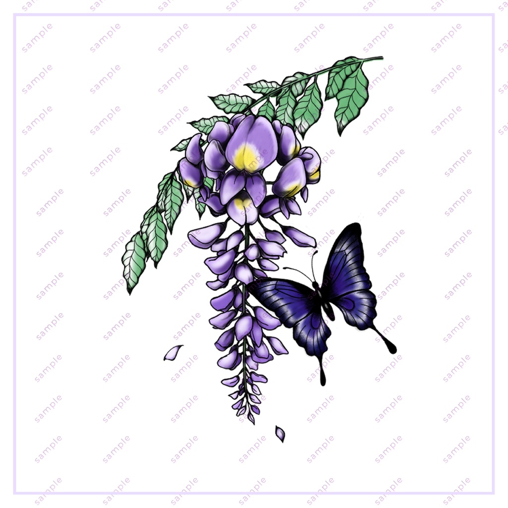 Tatootexture『藤の花×蝶』タトゥーデカール