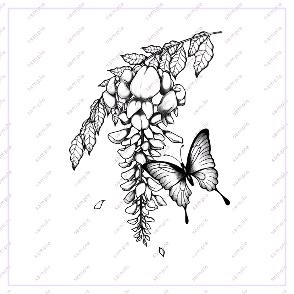Tatootexture『藤の花×蝶』タトゥーデカール